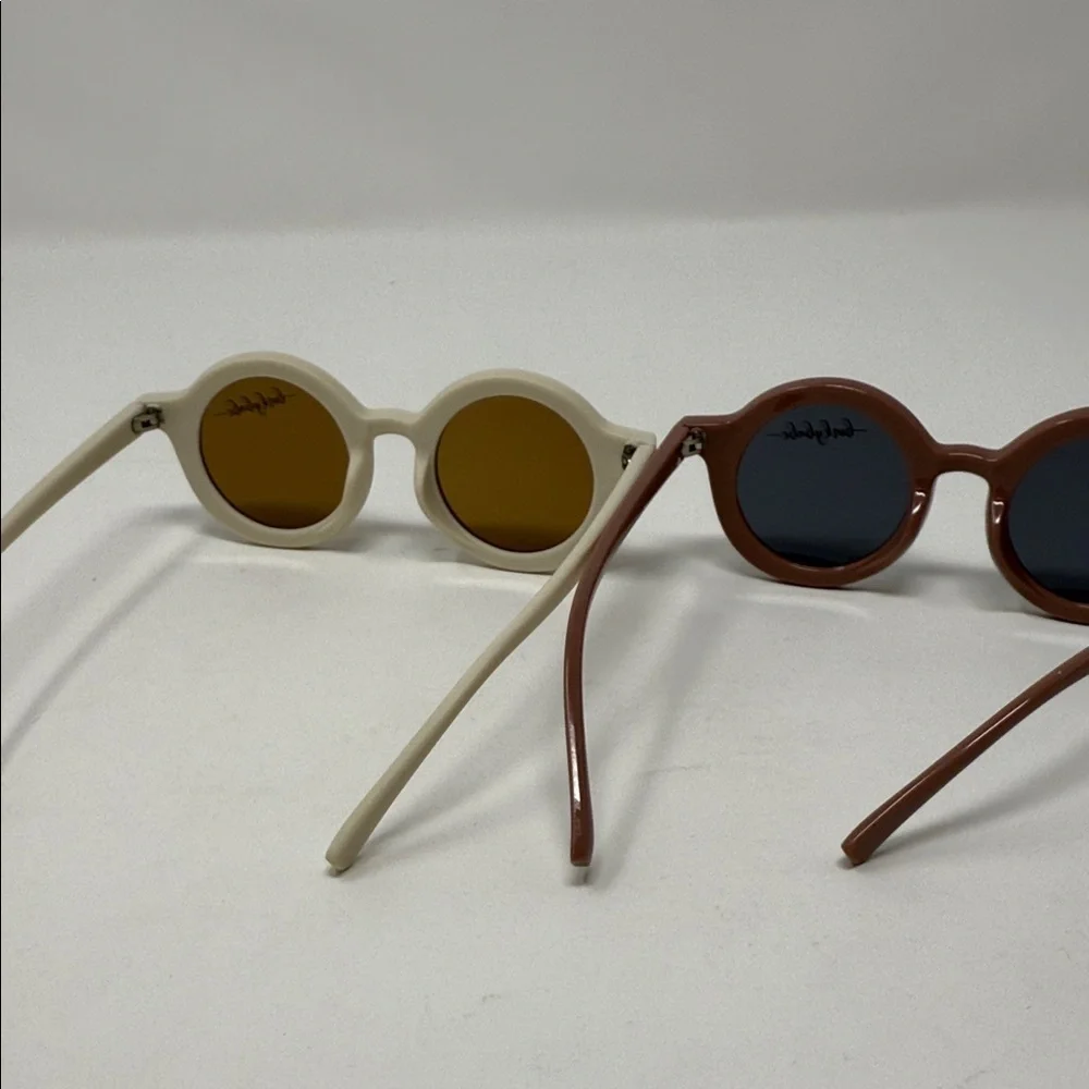 Binky Babe Kids Round Sunglasses Set in Cream and Brown (2 different glasses)